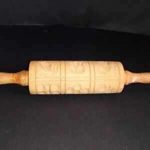 Vintage Carved Wooden Springerle Cookie Shortbread Roller 14"